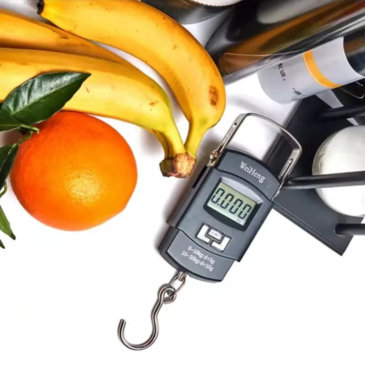 50Kgs electronic portable scale weighing machine with lcd digital display + Batteries Digital Luggage Scale Professional Suitcase Travel Bag Hanging Scales Weight Balance with Tape Measure Backlight