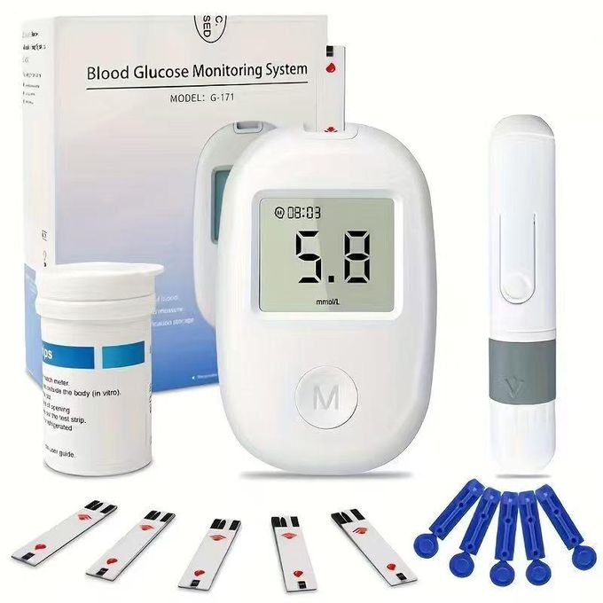 Blood Glucose Monitor Glucometer Blood Sugar Diabetes Tester Kit . Sugar Testing Machine . 50pcs Test Strips . 100pcs Lancets Needles