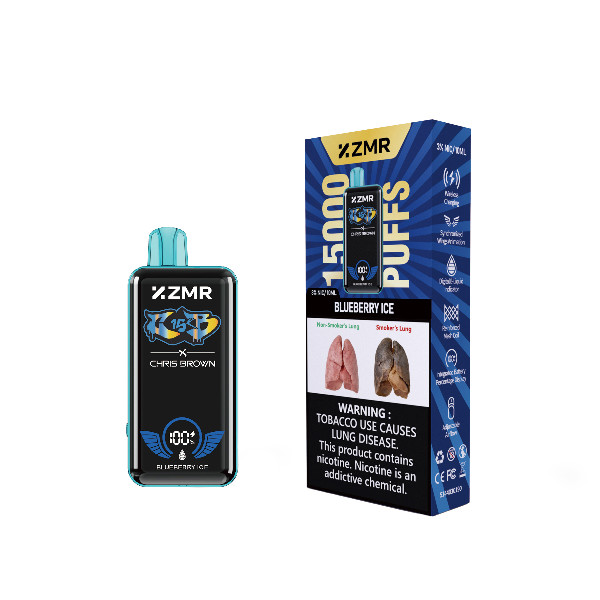 15000 Puffs ZMR R15 Blueberry Ice Flavor Disposable Vape – long battery life vape mod , Wireless Charging，Best Flavor kenya，great price vape，Nairobi Warehouse Shipping