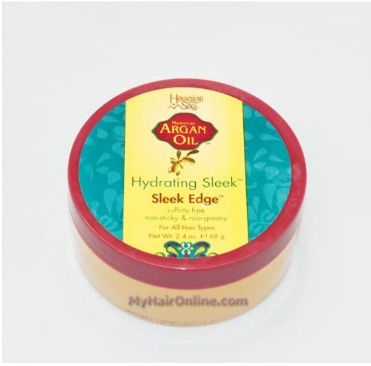 Hawaiian Silky Argan Oil Sleek Edge Control Gel 68g – Strong Hold Edge Styler, Hydrates & Smooths Hair for Long-Lasting Shine