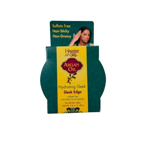 Hawaiian Silky Argan Oil Sleek Edge Control Gel 68g – Strong Hold Edge Styler, Hydrates & Smooths Hair for Long-Lasting Shine