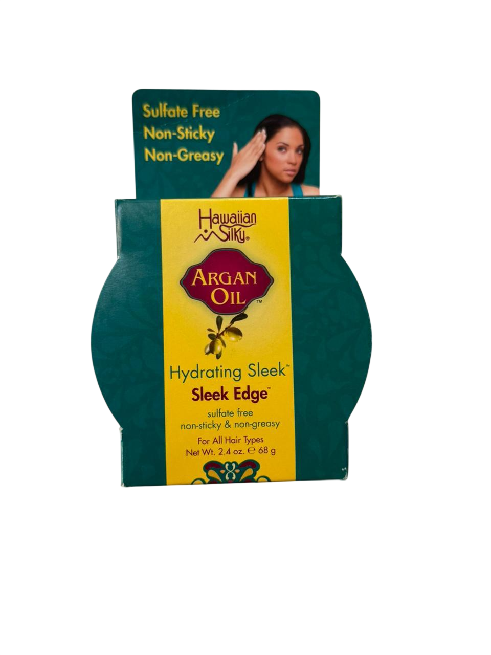 Hawaiian Silky Argan Oil Sleek Edge Control Gel 68g – Strong Hold Edge Styler, Hydrates & Smooths Hair for Long-Lasting Shine