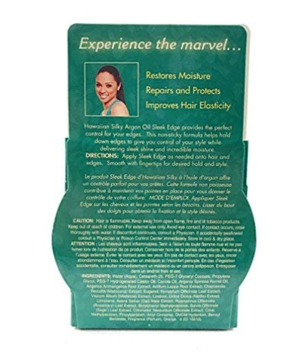Hawaiian Silky Argan Oil Sleek Edge Control Gel 68g – Strong Hold Edge Styler, Hydrates & Smooths Hair for Long-Lasting Shine