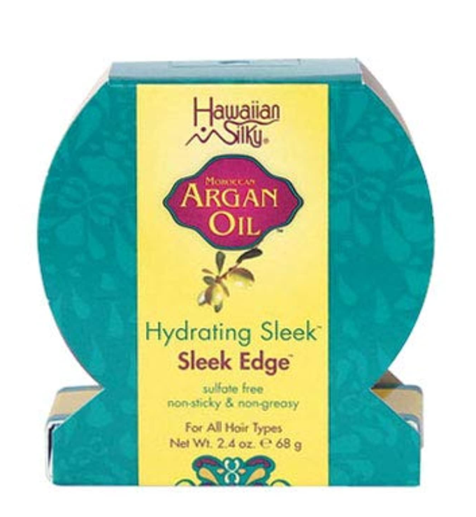 Hawaiian Silky Argan Oil Sleek Edge Control Gel 68g – Strong Hold Edge Styler, Hydrates & Smooths Hair for Long-Lasting Shine