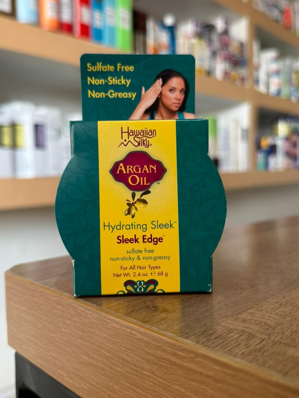 Hawaiian Silky Argan Oil Sleek Edge Control Gel 68g – Strong Hold Edge Styler, Hydrates & Smooths Hair for Long-Lasting Shine