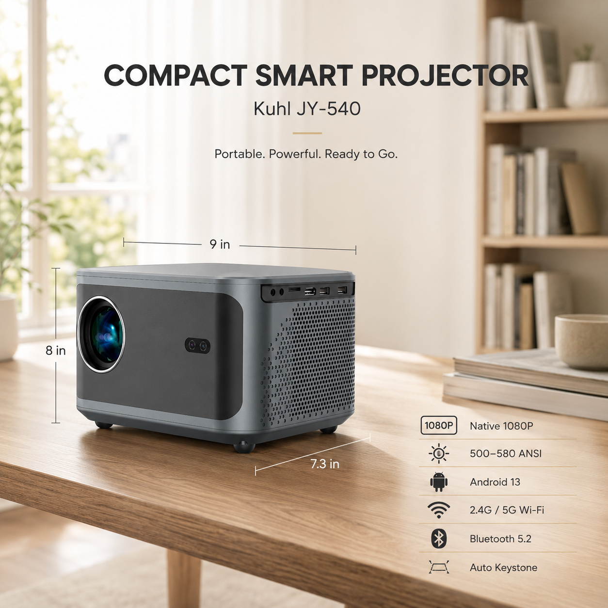 JY-540 Android 13 LED Projector 【1080P】 Full HD WiFi 5G Auto Keystone