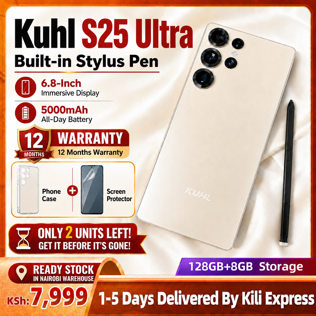 【🔥 LIMITED STOCK】Kuhl S25 Ultra
Built-in Stylus • 6.8" Display 
1 Year Warranty | Nairobi Stock