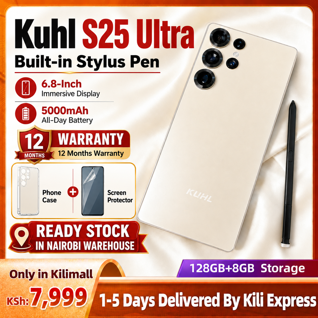 【🔥 LIMITED STOCK】Kuhl S25 Ultra
Built-in Stylus • 6.8" Display 
1 Year Warranty | Nairobi Stock