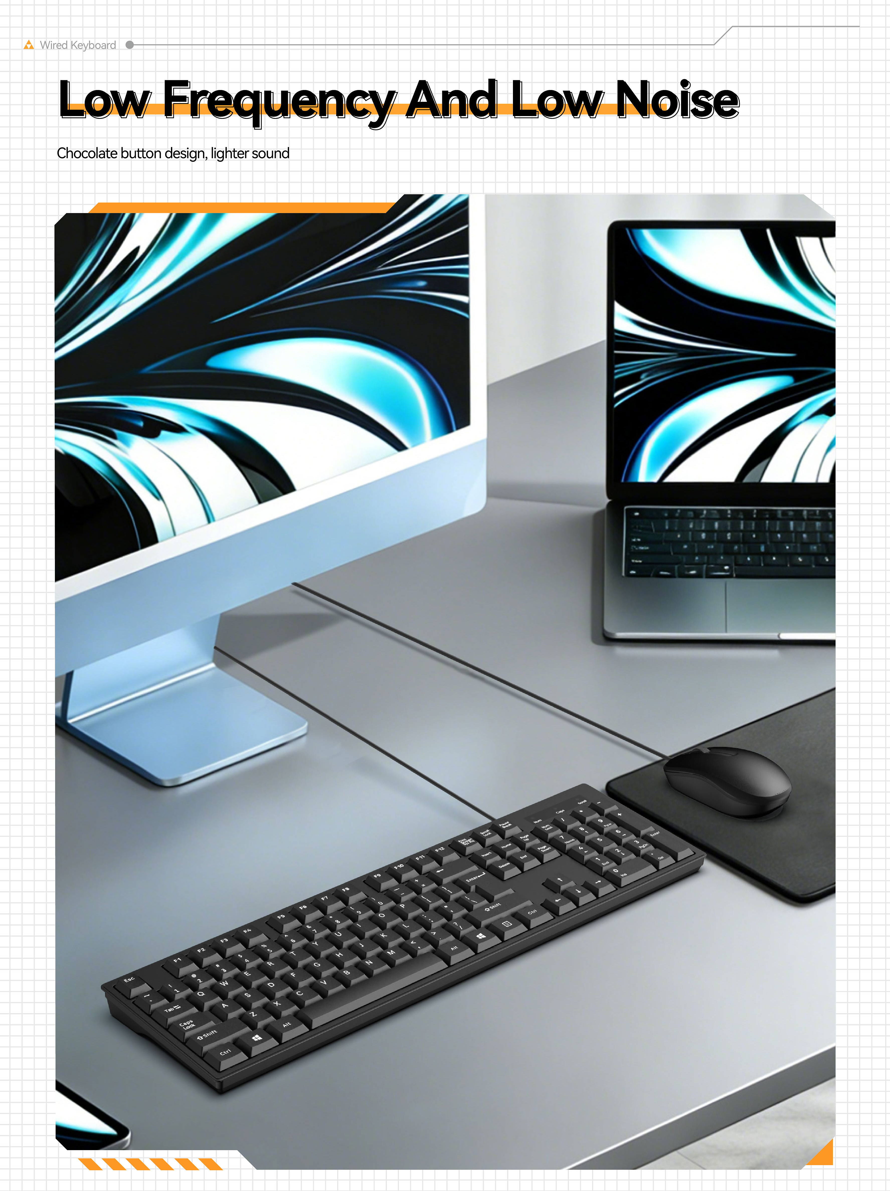 HP1700  Wired USB Keyboard and Mouse Combo, Full-Size Office Computer Keyboard with Number Pad for Laptop and Desktop, Black