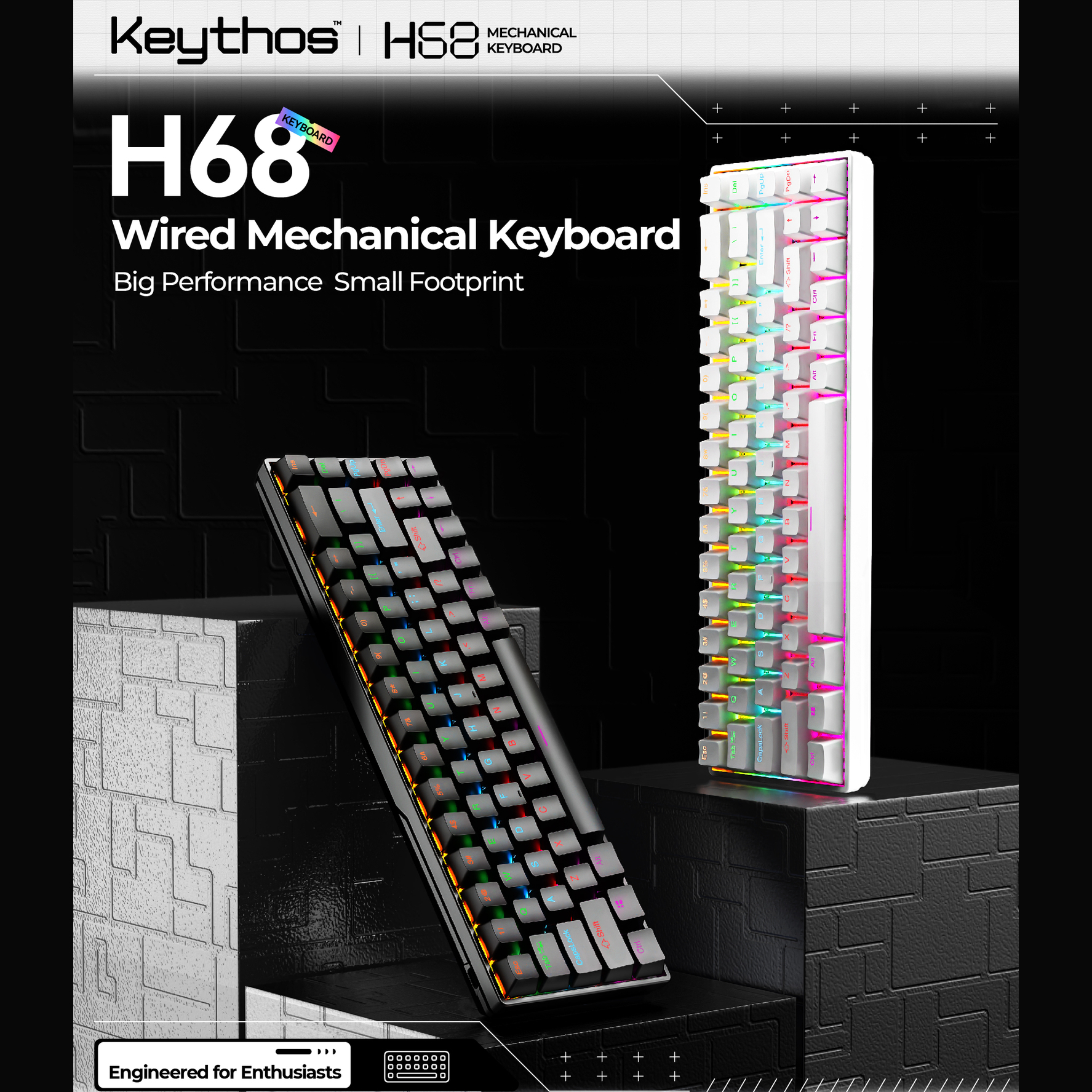 H68 Keythos Keyboard  Backlit Gaming Keyboard  Wired Keyboard Suitable For Gamers