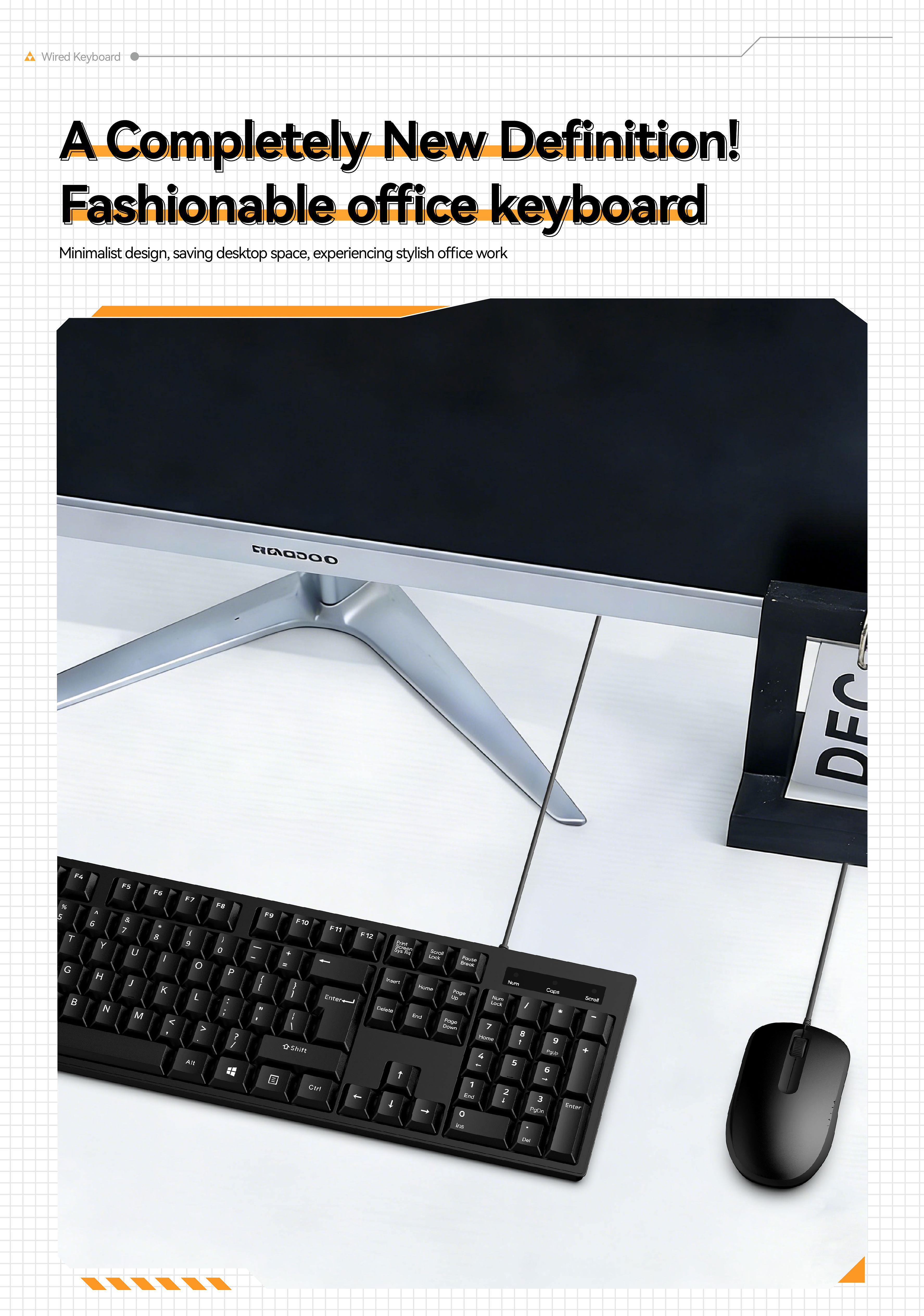 HP1700  Wired USB Keyboard and Mouse Combo, Full-Size Office Computer Keyboard with Number Pad for Laptop and Desktop, Black