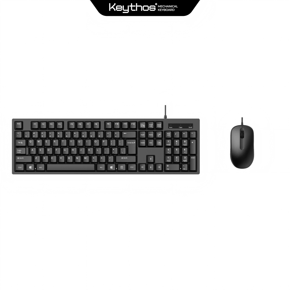 HP1700  Wired USB Keyboard and Mouse Combo, Full-Size Office Computer Keyboard with Number Pad for Laptop and Desktop, Black