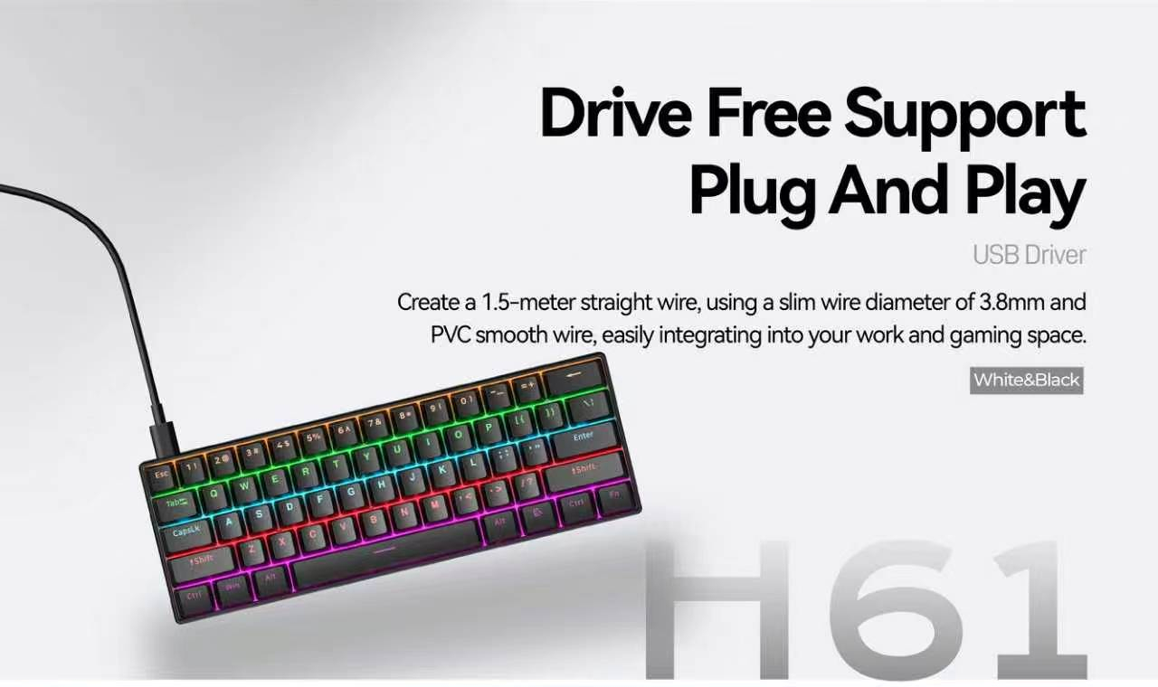 H61 Keythos Keyboard  Backlit Gaming Keyboard  Wired Keyboard Suitable For Gamers