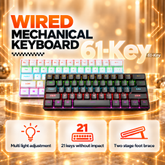RUIOO Exclusive【 61-Key 】 Mechanical Gaming Keyboard
True Mechanical Switches
 Rainbow Backlit & Replaceable Keycaps, Windows & Mac Compatible