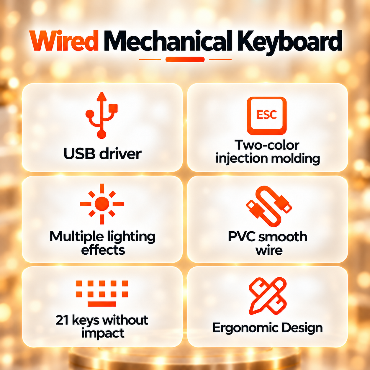 RUIOO Exclusive【 61-Key 】 Mechanical Gaming Keyboard
True Mechanical Switches
 Rainbow Backlit & Replaceable Keycaps, Windows & Mac Compatible