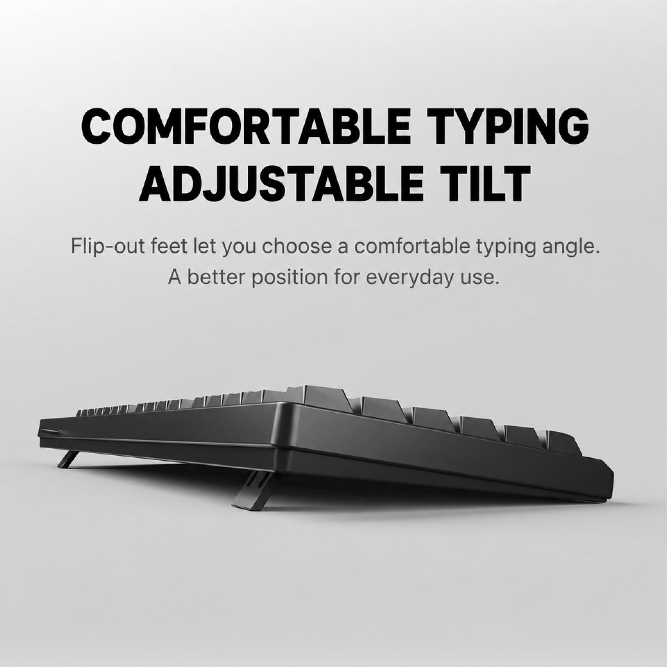 RUIOO HP1700 Wired USB Keyboard Full-Size Office Computer Keyboard with Number Pad for Laptop and Desktop Black