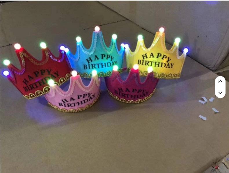 Light-Up Happy Birthday Tiara Headband LED Luminous Birthday Crown Queen King Hat Flashing LED Party Headband Costume Accessory for Birthday Celebration Party Wear for Girls & Boys