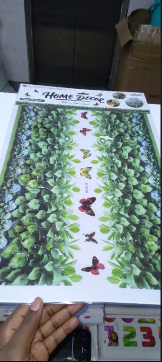 Green Grass and Butterfly Wall Sticker Waterproof PVC 3D  Decorative Peel & Stick Nature Themed Wall Art Removable Floral Grass Butterfly Design Home Room Decor for Walls Glass Tiles Furniture