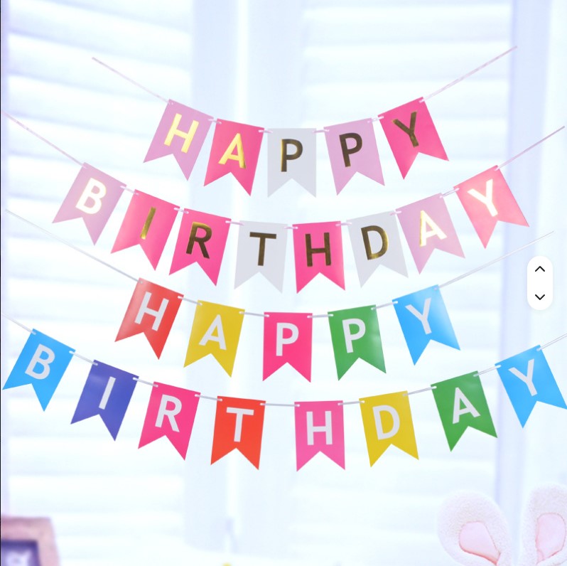 Happy Birthday Fishtail Paper Banner Set Individual Letter Swallowtail Pennant Banner Metallic Gold Foil Letter Party Decoration Hanging Banner with String for Birthday Party Supplies ( SET )