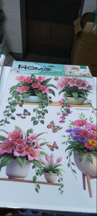 Floral and Butterfly 3D Wall Sticker Set PVC Decorative Peel & Stick Flower and Butterfly Design Wall Art Removable Home Room Decoration Living Room Bedroom Nursery DIY Wall Décor Stickers