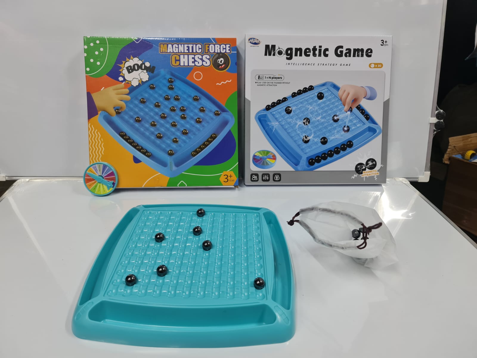Magnetic Chess Strategy Game Board Set Light Blue Edition with Magnetic Stones & Storage Bag Interactive Family Board Game 2–4 Players Educational Logic Thinking Travel-Friendly Strategy Game with Opt