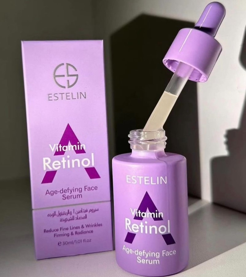 Estelin Vitamin + Retinol Face Serum Anti-Aging Firming Skin Renewal Fine Lines Wrinkle Reduction Brightening Night Repair Serum for Mature Skin Care