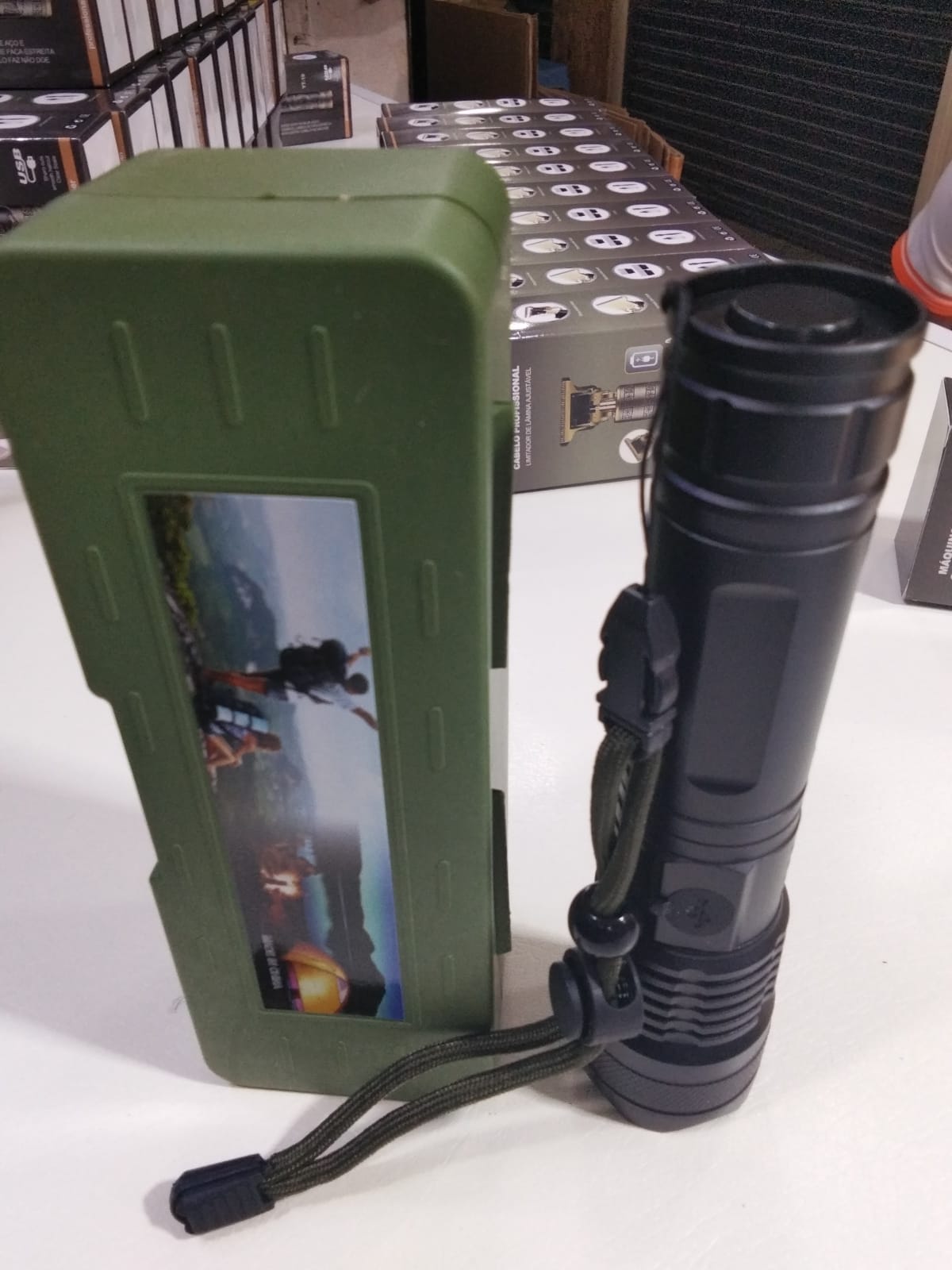 Torch High-Powered Rechargeable LED Tactical Flashlight Set Zoomable Torch with Multiple Light Modes USB Charging Waterproof Metal Body Emergency Camping Kit with Hard Protective Carry Case