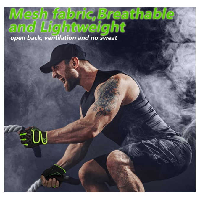 Padded Workout Gloves Gym Training Gloves Fitness Gloves with Wrist Support Anti-Slip Grip Breathable Weightlifting Gloves for Gym Cycling Fitness & Strength Training ( MOREOK)