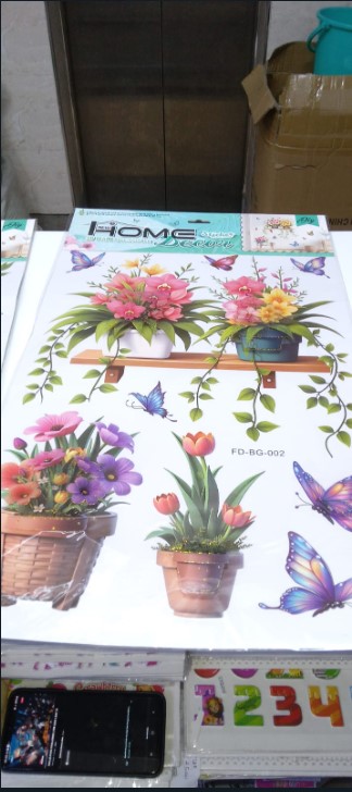 Floral and Butterfly 3D Wall Sticker Set PVC Decorative Peel & Stick Flower and Butterfly Design Wall Art Removable Home Room Decoration Living Room Bedroom Nursery DIY Wall Décor Stickers