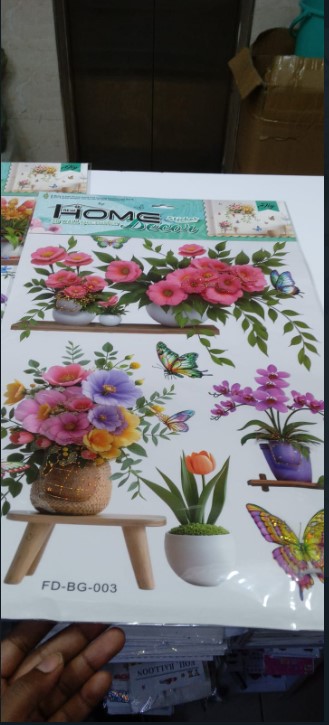 Floral and Butterfly 3D Wall Sticker Set PVC Decorative Peel & Stick Flower and Butterfly Design Wall Art Removable Home Room Decoration Living Room Bedroom Nursery DIY Wall Décor Stickers
