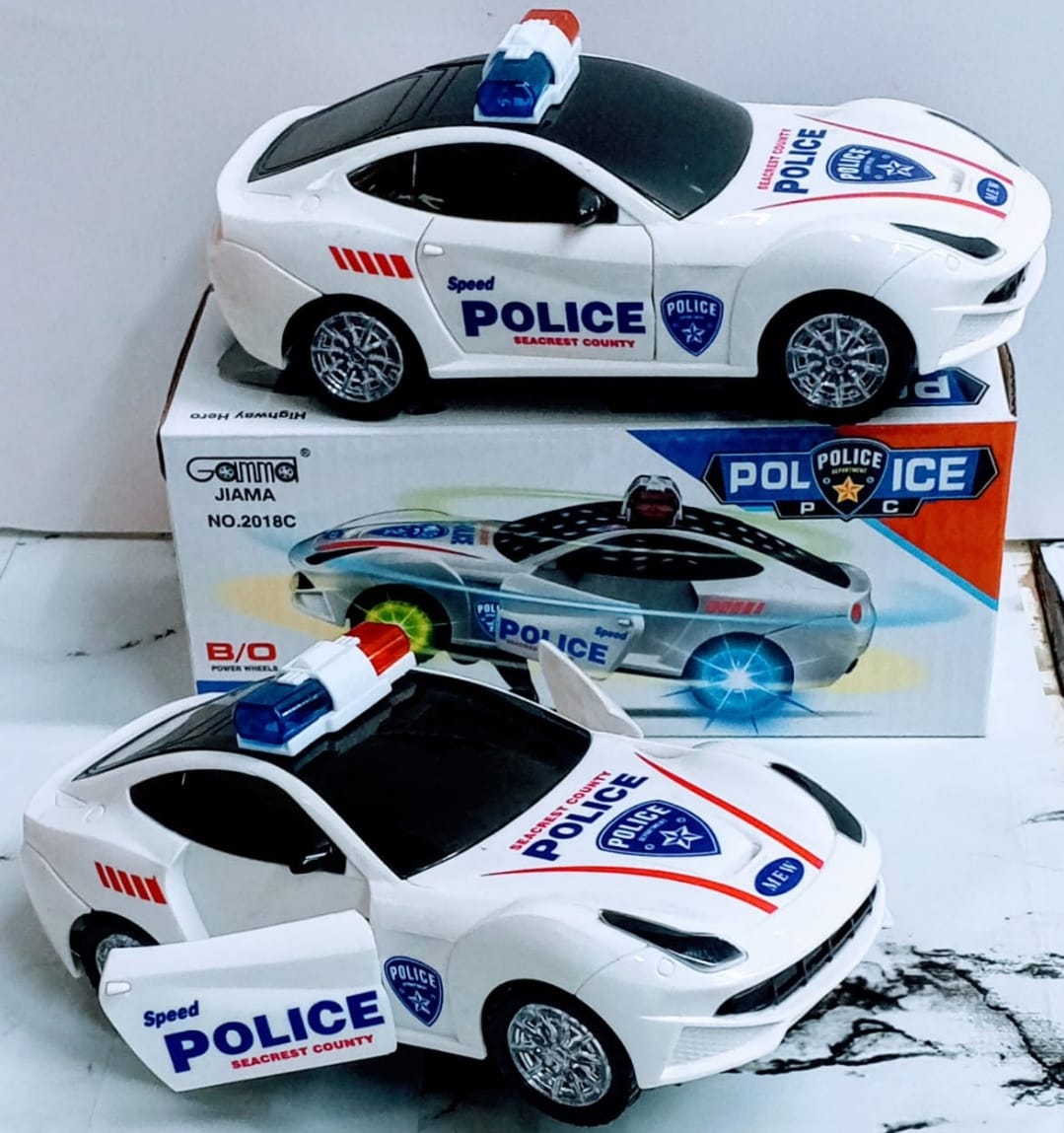 Police Car Toy Battery Operated with Lights & Sound Electronic Patrol Vehicle Flashing LED Light & Siren Sound Police Action Car Pretend Play Toy for Kids Ages 3+