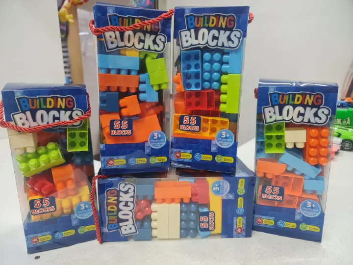 55-Piece Colorful Plastic Building Blocks Set Interlocking Construction Toys Educational STEM Creative DIY Building Bricks Toy for Kids Ages 3+ Non-Toxic Learning Playset for Fine Motor Skills & Imagi