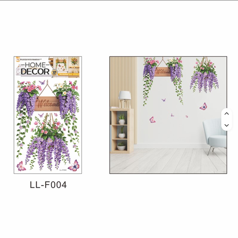 Floral and Butterfly 3D Wall Sticker Set PVC Decorative Peel & Stick Flower and Butterfly Design Wall Art Removable Home Room Decoration Living Room Bedroom Nursery DIY Wall Décor Stickers
