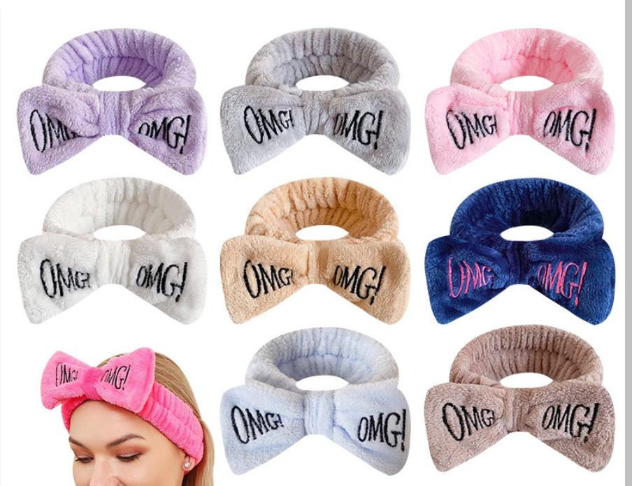 Omg Ultra Fluffy Headband Soft Plush Microfiber Elastic Stretch Makeup Spa Headband Absorbent Hair Band for Skincare Facial Routine & Makeup Application