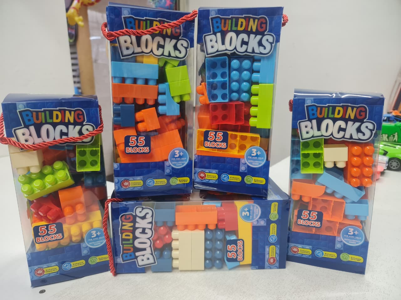 55-Piece Colorful Plastic Building Blocks Set Interlocking Construction Toys Educational STEM Creative DIY Building Bricks Toy for Kids Ages 3+ Non-Toxic Learning Playset for Fine Motor Skills & Imagi