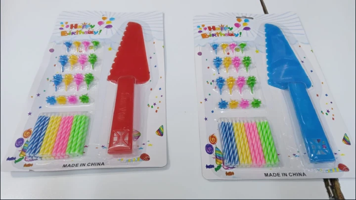 Happy Birthday Cake Decorating Set Multicolored Birthday Candles with Plastic Cake Spatulas Cake Topper Decoration Set for Birthday Celebration Party Cake Accessories Fashion For Life