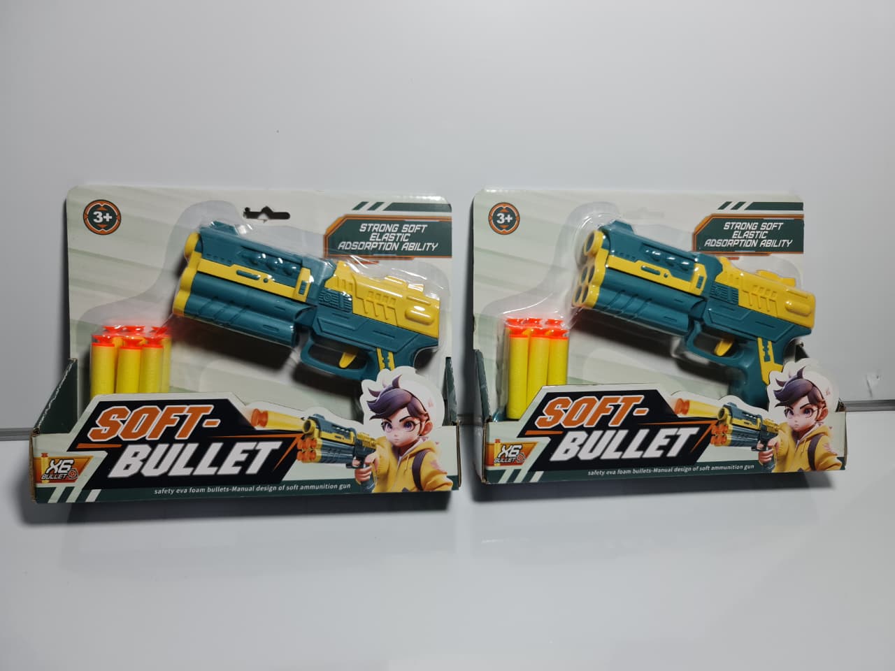 Soft Bullet Toy Gun Foam Dart Blaster Blue & Yellow Manual Pull-Back Fire Dragon Battle Blazer Shooting Toy Gun with EVA Adsorption Darts Kids Action Game Toy for Indoor & Outdoor Play Ages 3+