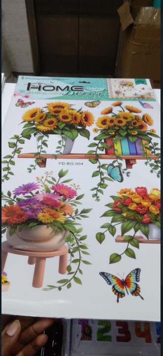 Floral and Butterfly 3D Wall Sticker Set PVC Decorative Peel & Stick Flower and Butterfly Design Wall Art Removable Home Room Decoration Living Room Bedroom Nursery DIY Wall Décor Stickers