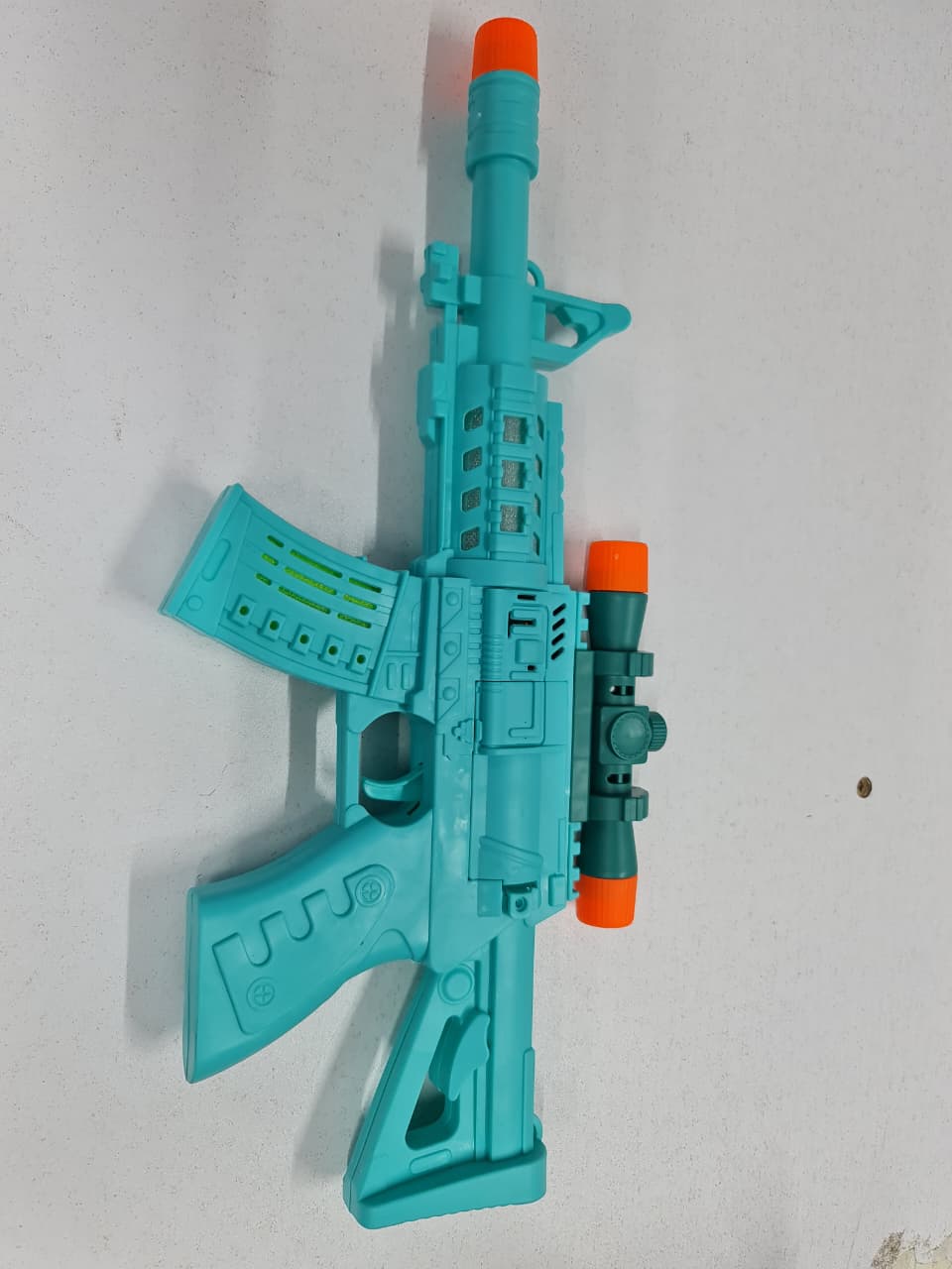 TOY GUN  Battery Operated Toy Rifle with Scope LED Flashing Lights Sound Effects & Vibration Electronic Kids Pretend Play Blaster Gun with Orange Safety Tips Role Play Shooting Toy for Children Ages 6