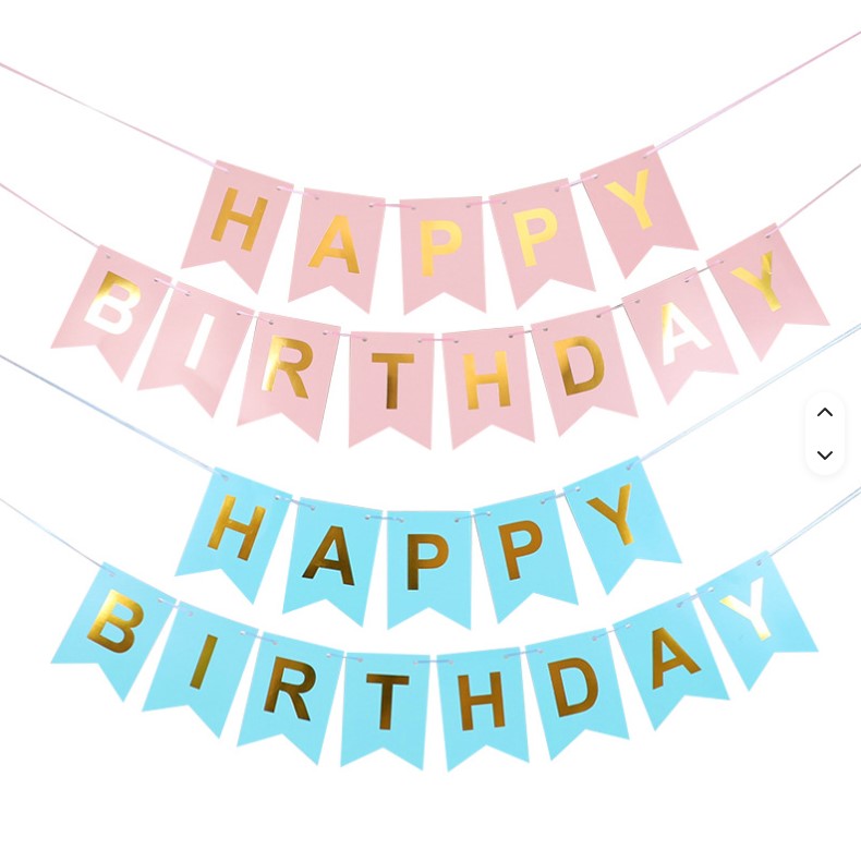 Happy Birthday Fishtail Paper Banner Set Individual Letter Swallowtail Pennant Banner Metallic Gold Foil Letter Party Decoration Hanging Banner with String for Birthday Party Supplies ( SET )