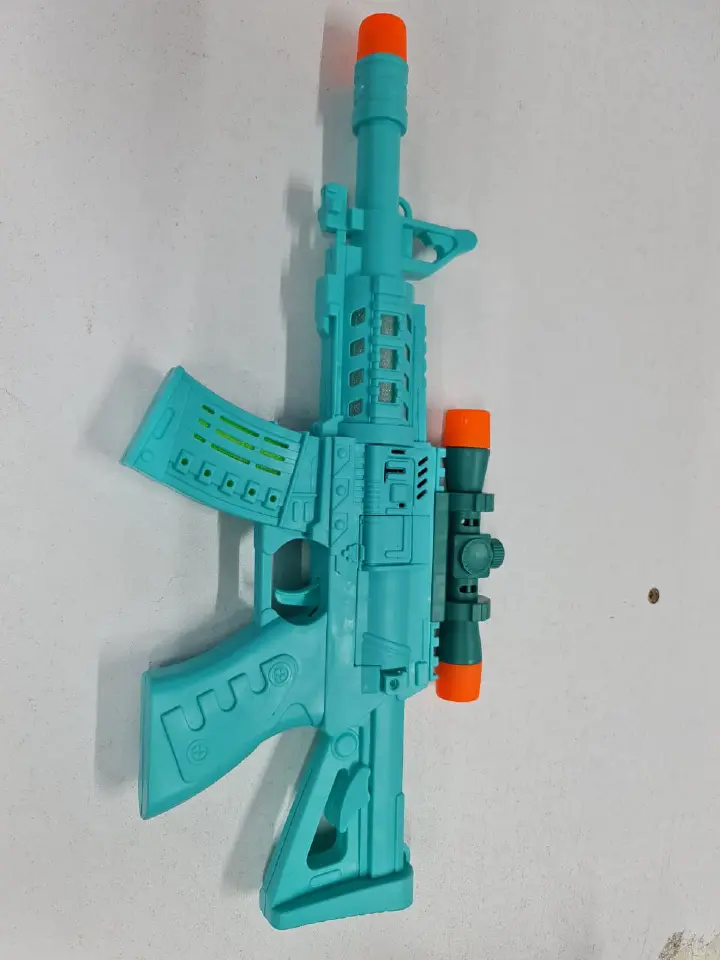 TOY GUN  Battery Operated Toy Rifle with Scope LED Flashing Lights Sound Effects & Vibration Electronic Kids Pretend Play Blaster Gun with Orange Safety Tips Role Play Shooting Toy for Children Ages 6