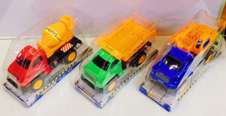 Friction Powered Construction Vehicle Toy Set Mixer Dump Truck & Car Carrier Plastic Engineering Trucks Set for Kids Construction Play Vehicles Battery-Free Push and Go Trucks Educational Toy Set for