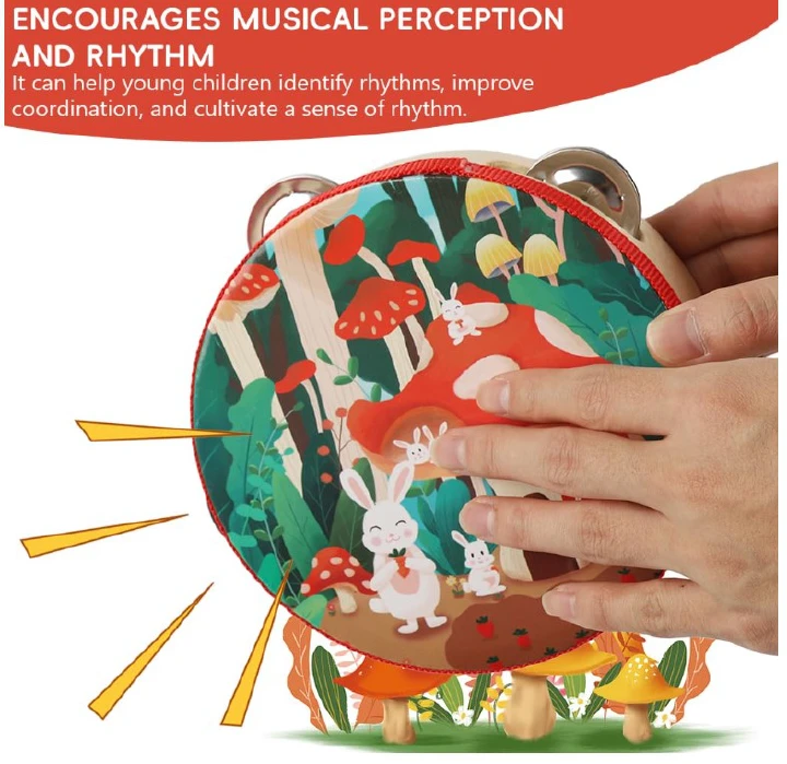 Tambourine Sunshine Kids Musical Instrument with Bells Vibrant Multicolored Fairy Theme Hand Percussion Toy Tambourine for Children Early Music Learning Rhythm Development Educational Musical Toy Age