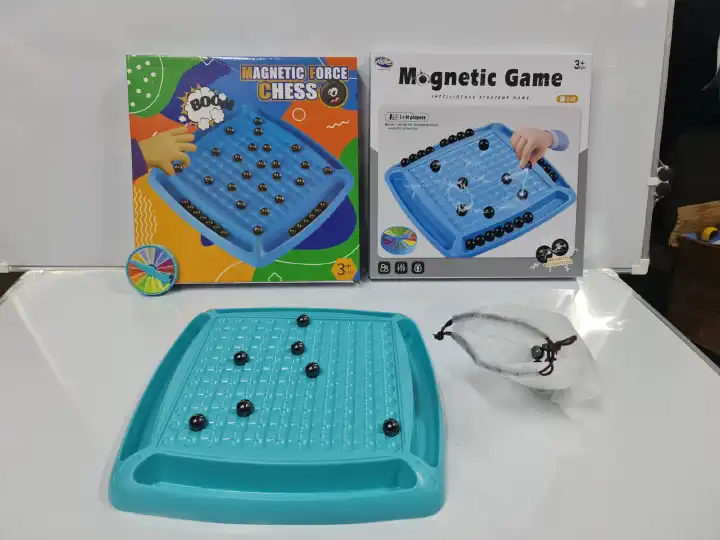 Magnetic Chess Strategy Game Board Set Light Blue Edition with Magnetic Stones & Storage Bag Interactive Family Board Game 2–4 Players Educational Logic Thinking Travel-Friendly Strategy Game with Opt