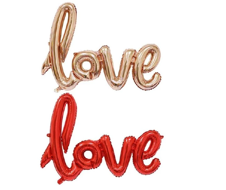 Love Foil Balloon Romantic Cursive Letter Balloon for Weddings Anniversaries Valentine's Day Engagement Parties Reusable Metallic Decoration