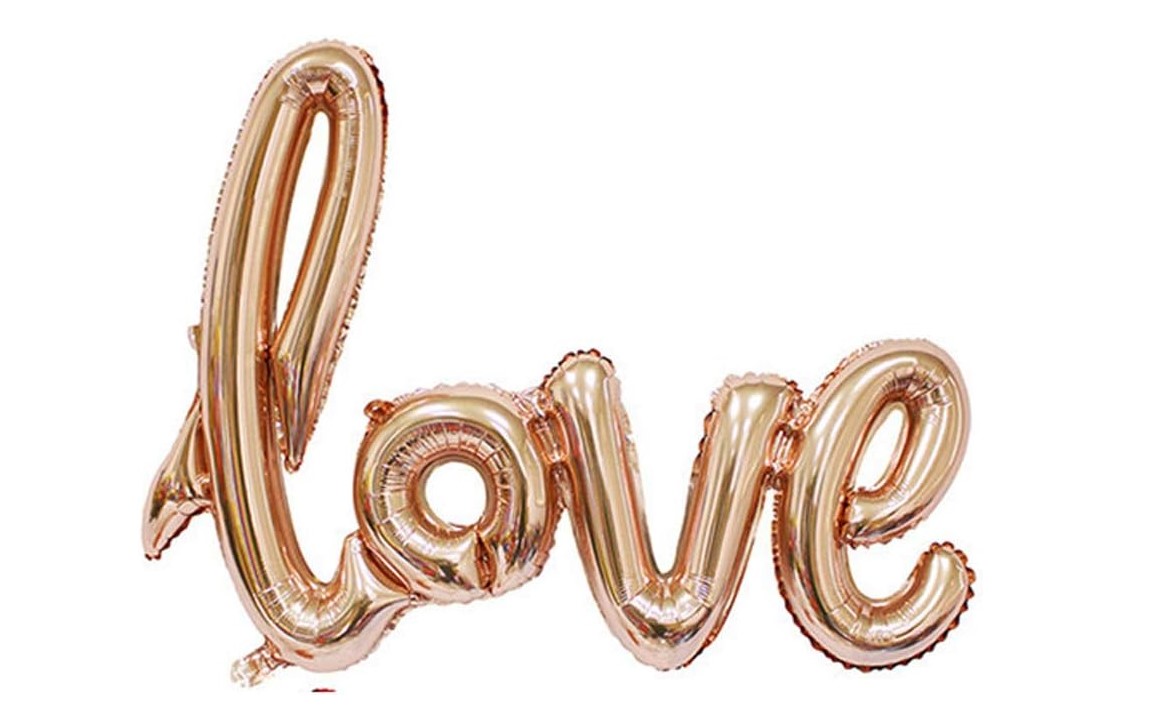 Love Foil Balloon Romantic Cursive Letter Balloon for Weddings Anniversaries Valentine's Day Engagement Parties Reusable Metallic Decoration