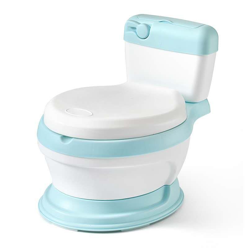 Kids Potty Training Toilet Realistic Toilet Seat Design Comfortable Toddler Toilet Trainer with Lid Easy Clean Portable Bathroom Chair for Boys Girls BLUE