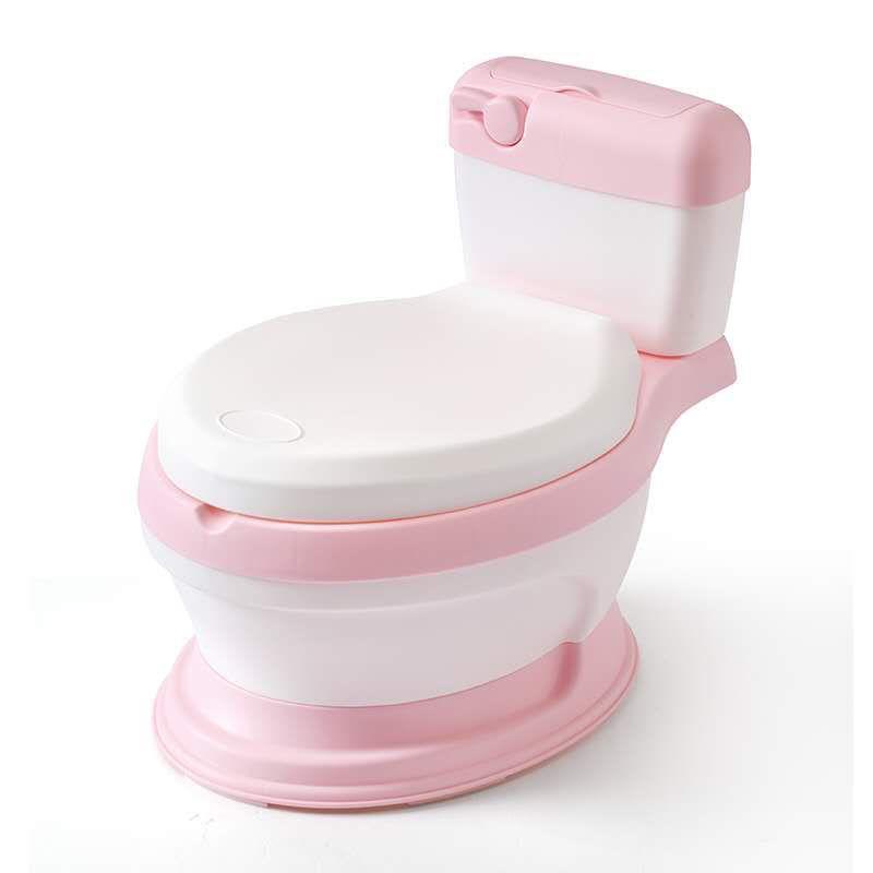 Kids Potty Training Toilet Realistic Toilet Seat Design Comfortable Toddler Toilet Trainer with Lid Easy Clean Portable Bathroom Chair for Boys Girls PINK