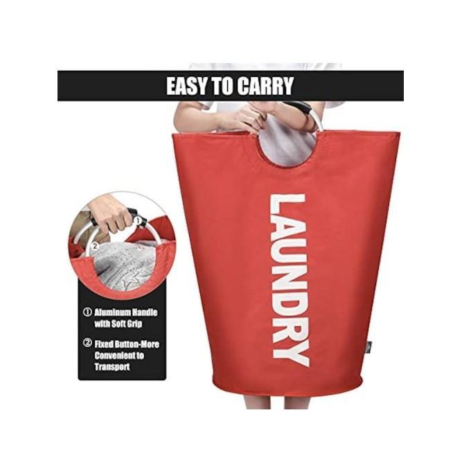 Large Laundry Basket 82L, Dirty Clothes Hamper for Kids, 38x38x72cm Red Multicolor, Durable Storage for Bedroom & Bathroom