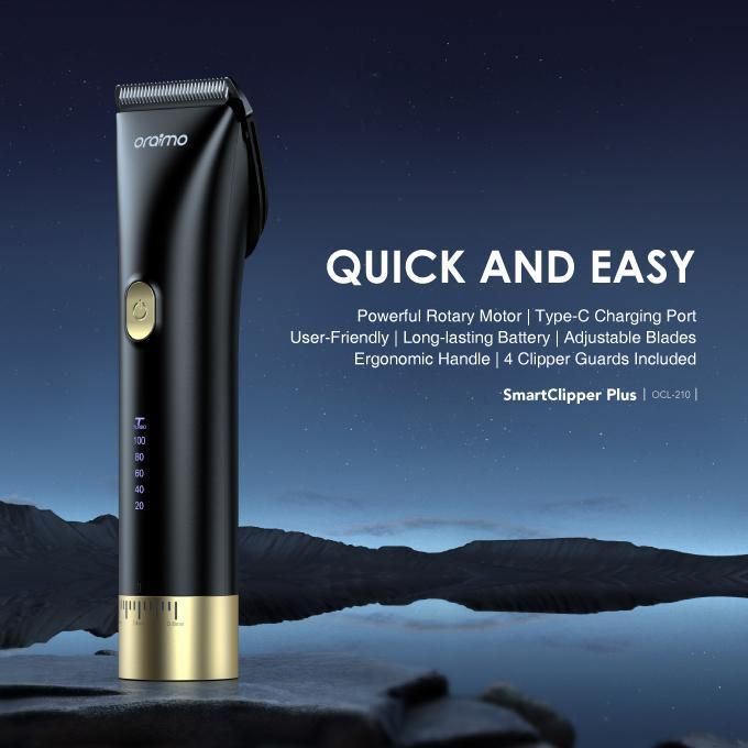 Oraimo Smart Clipper Plus Cordless Hair Clipper for Men - Long-Lasting Battery, Rechargeable, Home Use, Black